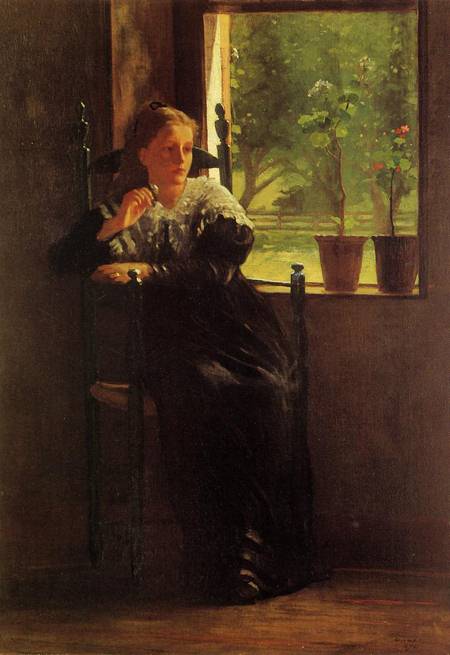 (image for) Handmade oil painting Copy paintings of famous artists Winslow Homer's paintings At the Window 1872 - Click Image to Close